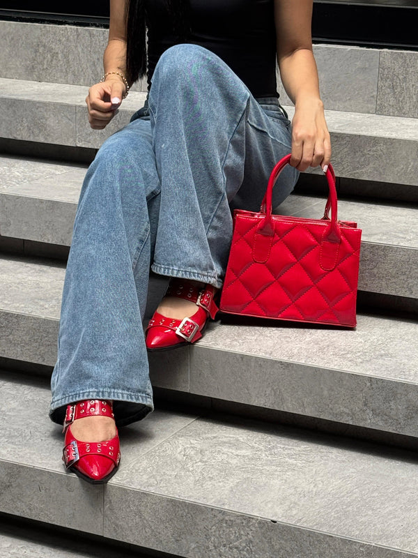 COMBO BALETAS F617 + BOLSO N420 ROJO